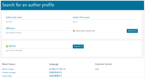 Scopus Preview author search screen